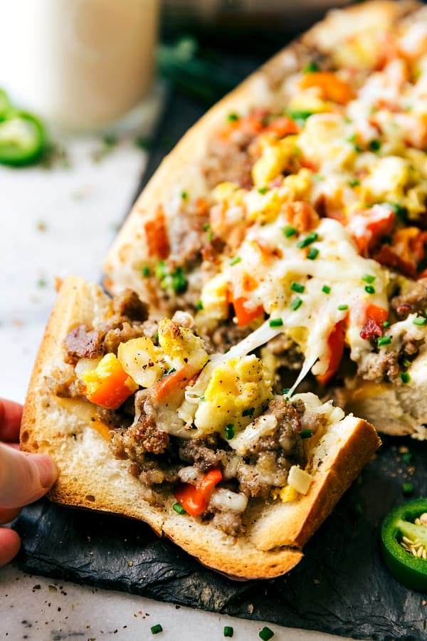 French Bread Boats Stuffed with Sausage