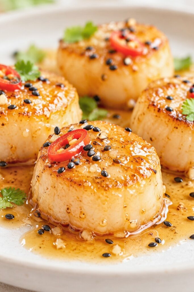 Garlic Butter Scallops with Honey