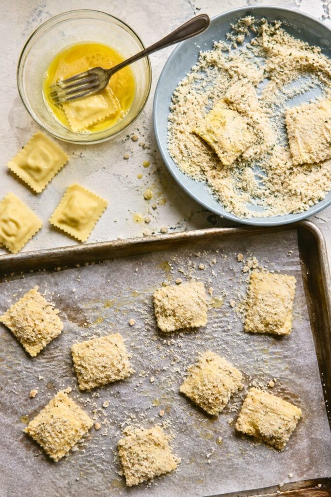 Baked Crispy Parmesan Ravioli