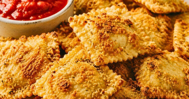 Baked Crispy Parmesan Ravioli