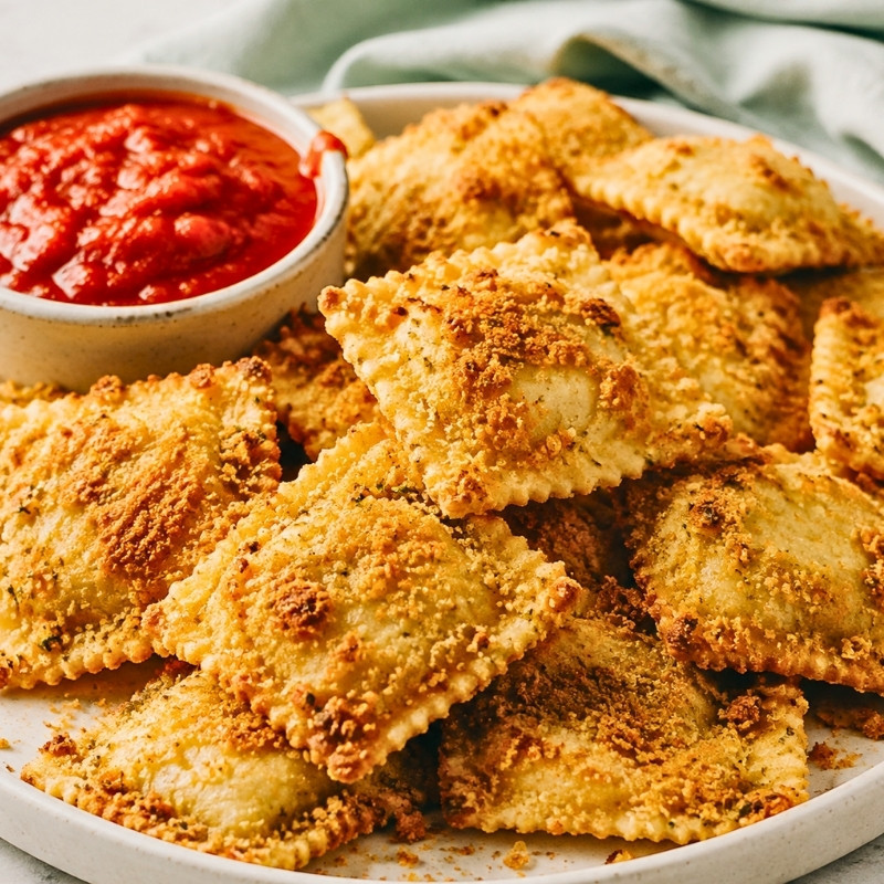 Baked Crispy Parmesan Ravioli