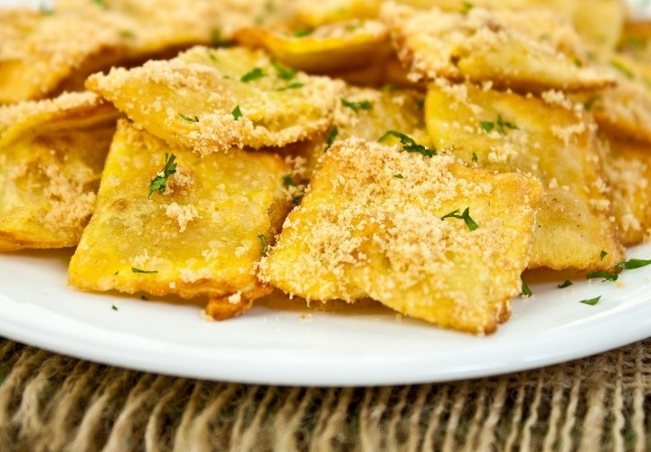 Baked Crispy Parmesan Ravioli