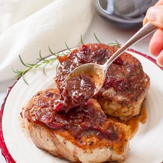 Pork Chops with Cranberries and Balsamic