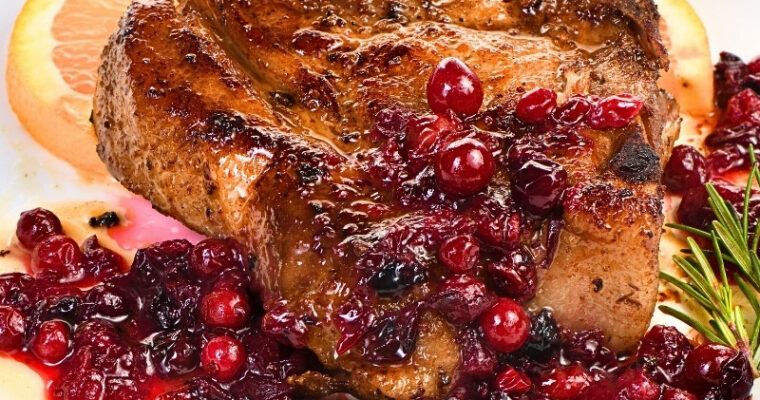 Pork Chops with Cranberries and Balsamic