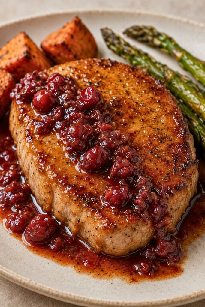 Pork Chops with Cranberries and Balsamic
