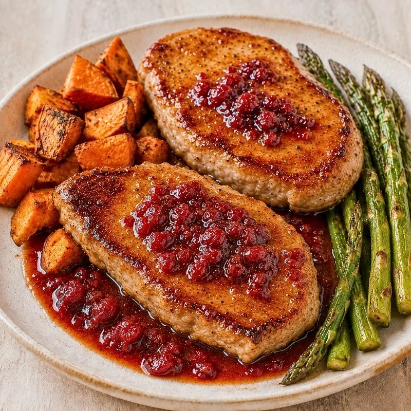 Pork Chops with Cranberries and Balsamic