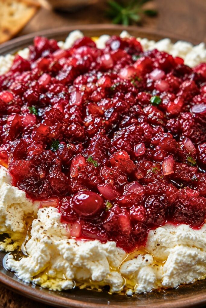 Cranberry Salsa over cheese