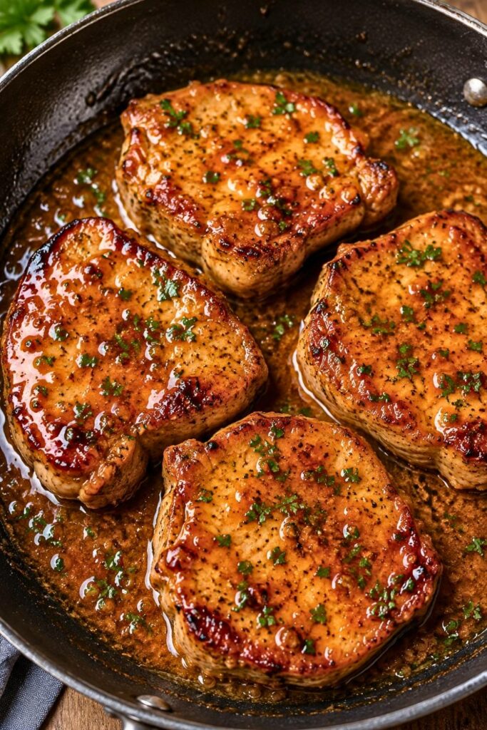 Juicy Skillet Pork Chops With Honey Sauce