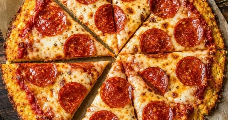 Low-Carb Pepperoni Pizza with Cauliflower Crust