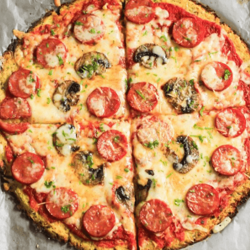 Low-Carb Pepperoni Pizza with Cauliflower Crust