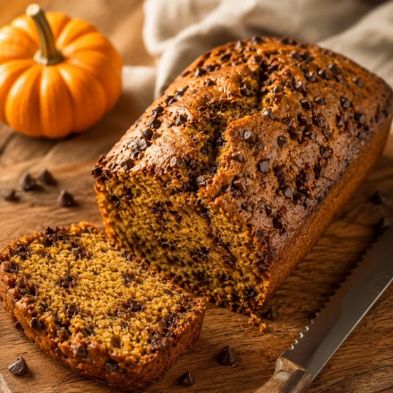 Chocolate Chip Pumpkin Bread with Vegan Version