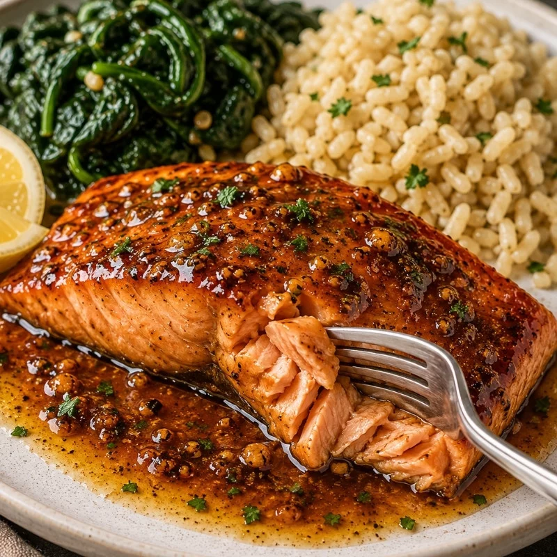 Honey Glazed Salmon with Apple Cider