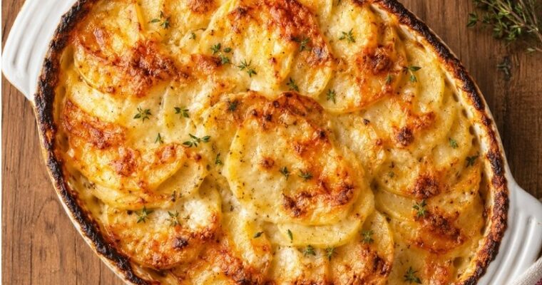 Cheesy Hasselback Potato Gratin