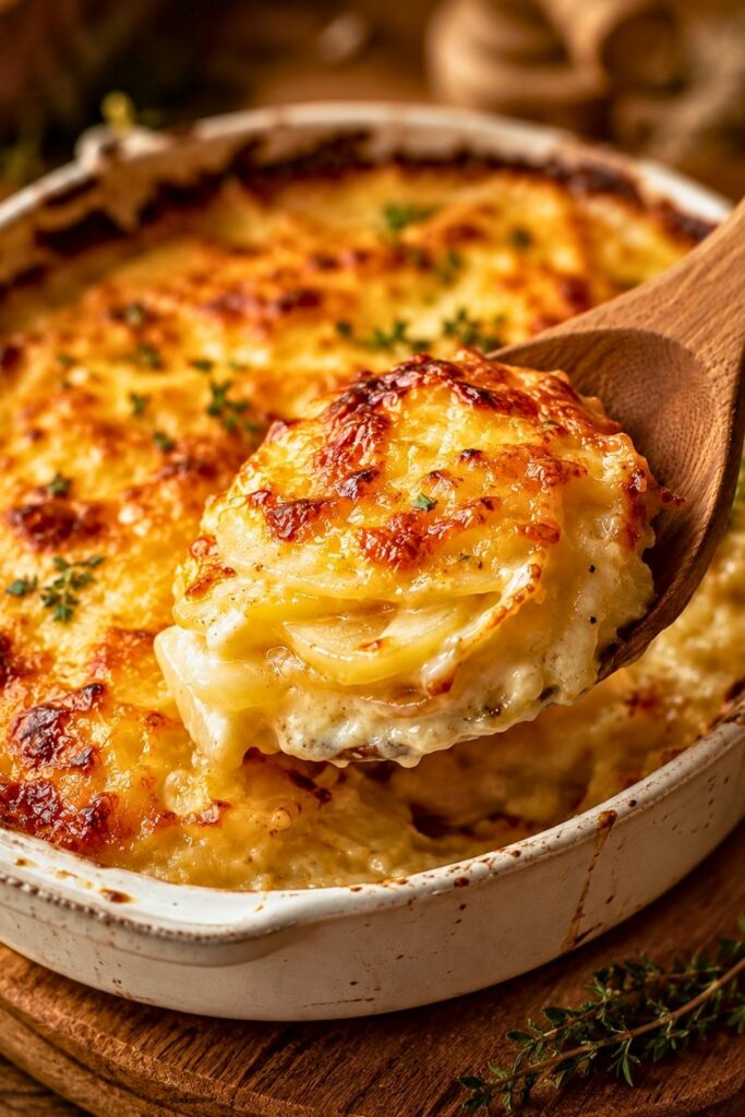 Cheesy Hasselback Potato Gratin