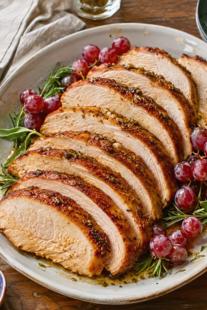 Smoked Turkey Sliced on a Plate