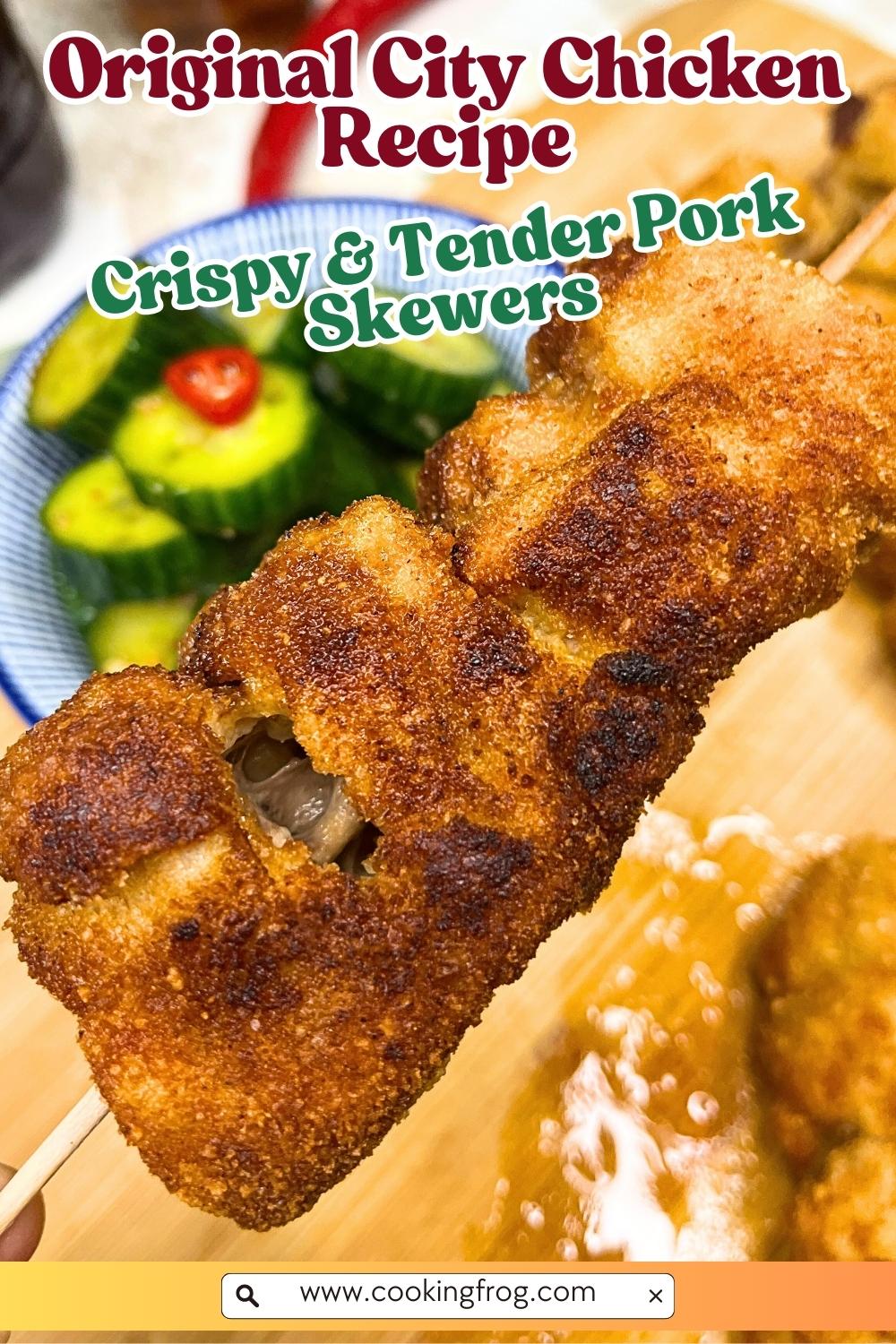 breaded pork skewers