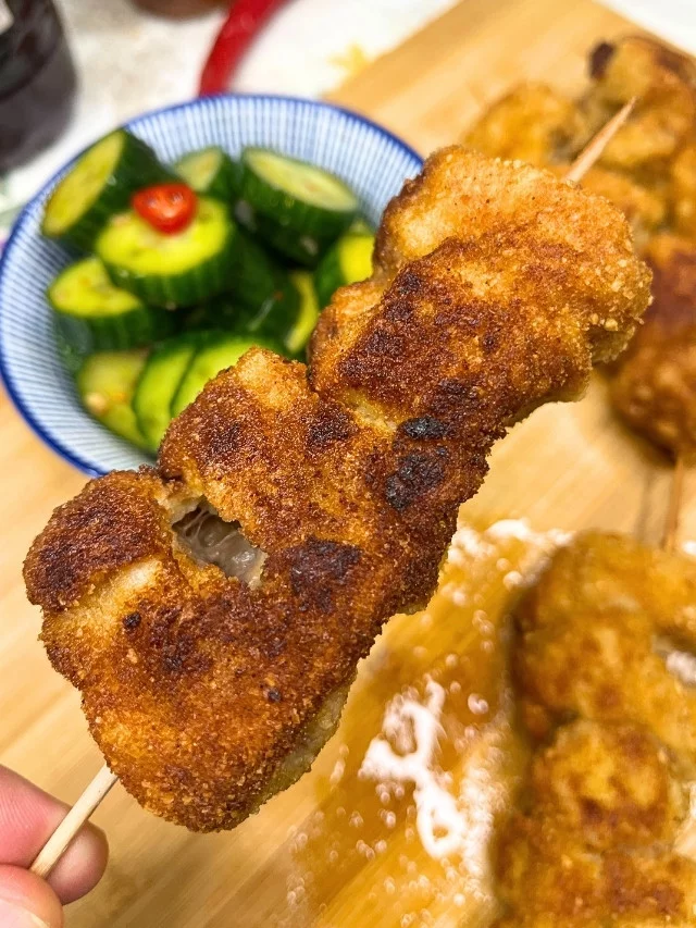 city chicken - pork skewers, breaded