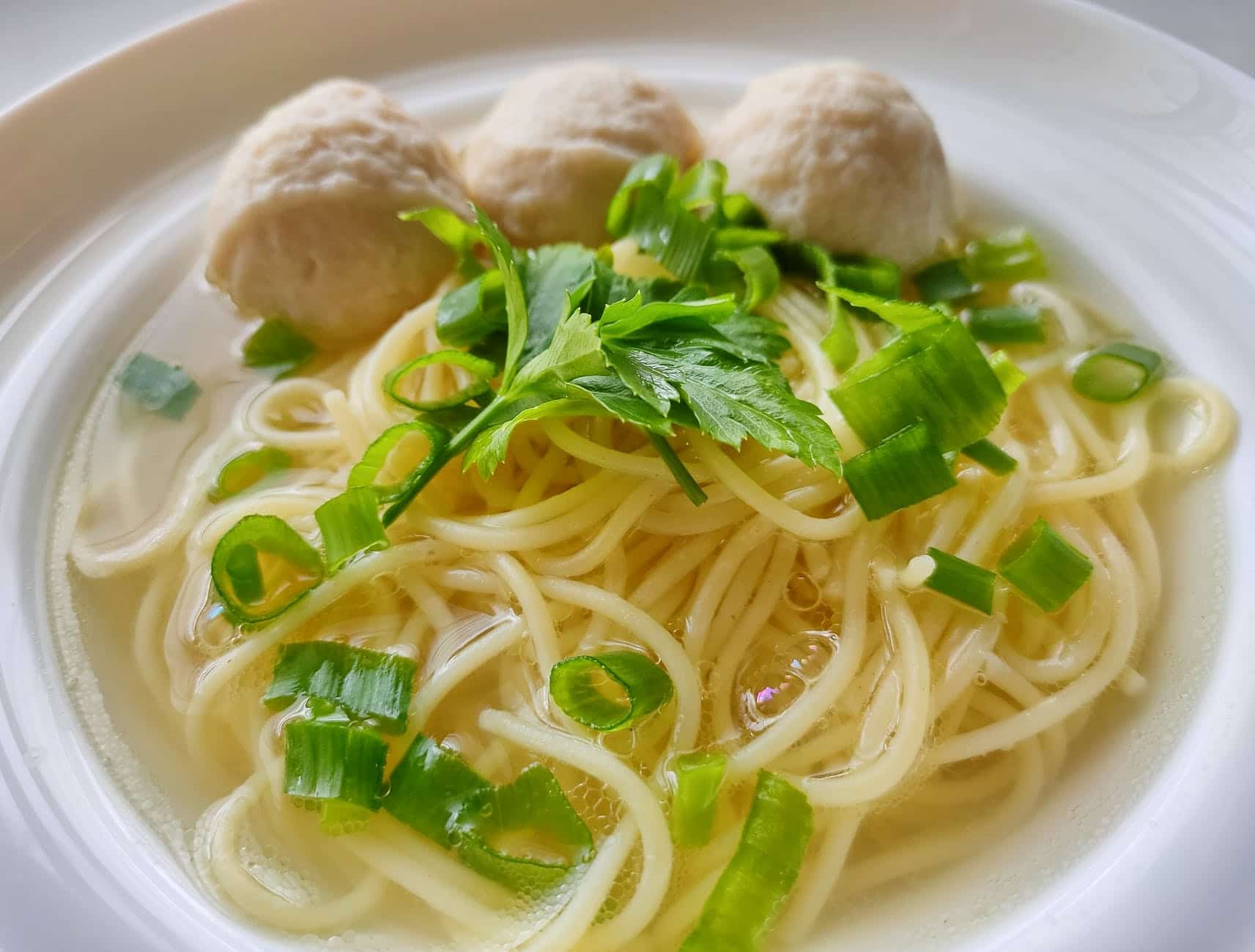 Chicken Meatball and Vegetable Noodle Soup