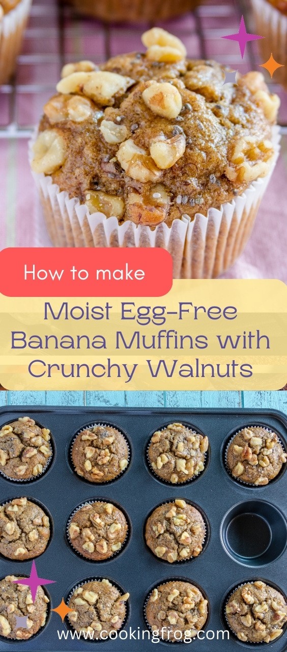 Moist Egg-Free Banana Muffins with Crunchy Walnuts