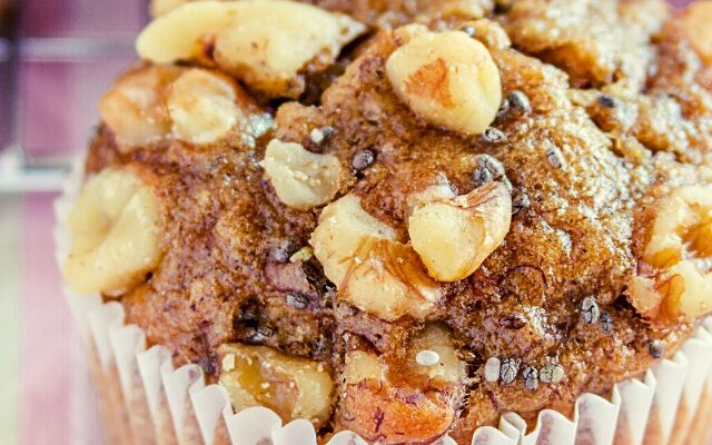 Moist Egg-Free Banana Muffins with Crunchy Walnuts