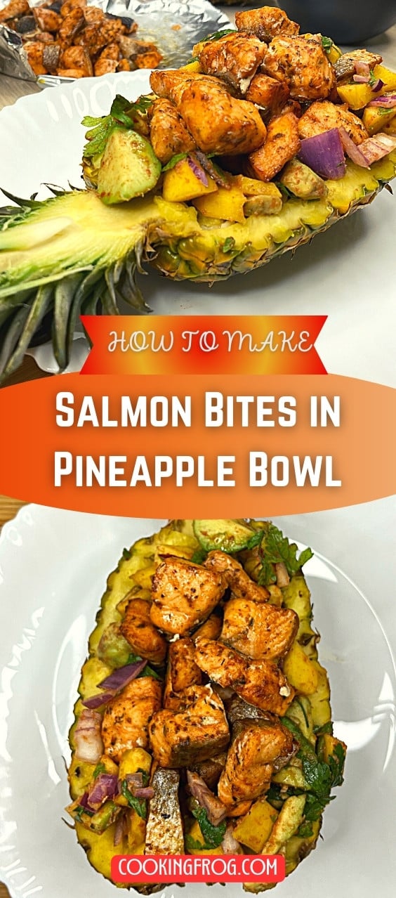 Air-Fryer Salmon Bites in Pineapple Bowl