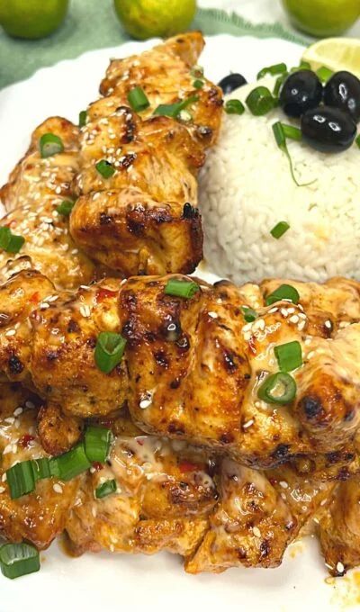 Easy and Delicious Bang Bang Chicken Skewers Recipe