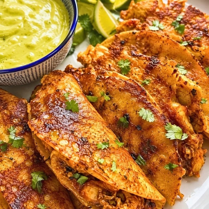 Crispy Mini Garlic Butter Buffalo Chicken Tacos