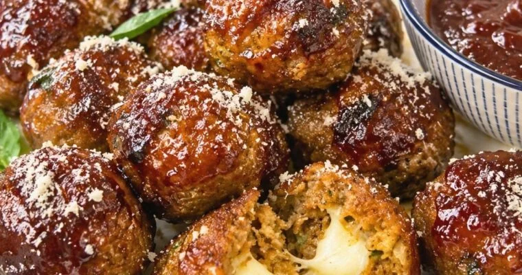 Cheesy Air Fryer Meatballs with BBQ Flavor