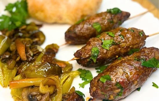 Air Fryer Ground Beef Kebabs with Bacon Recipe