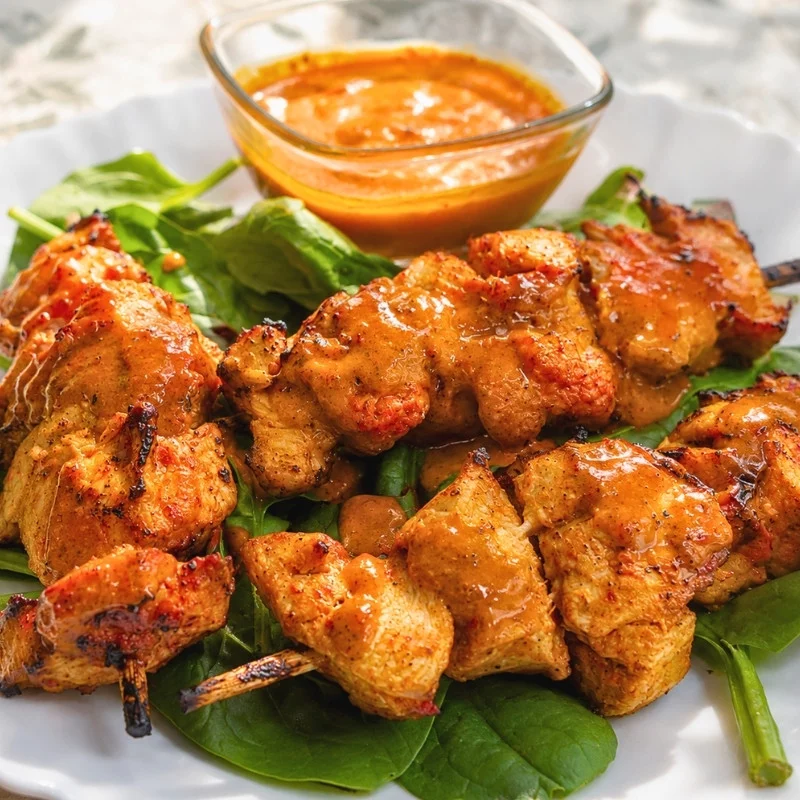 Peri Peri Chicken Skewers with Lemon Butter Sauce (Air Fryer Recipe)