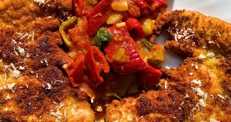 Crispy Parmesan Chicken Cutlets with Melted Tomato Sauce