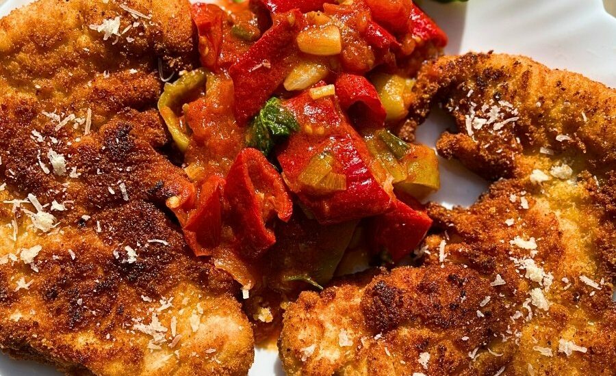 Crispy Parmesan Chicken Cutlets with Melted Tomato Sauce