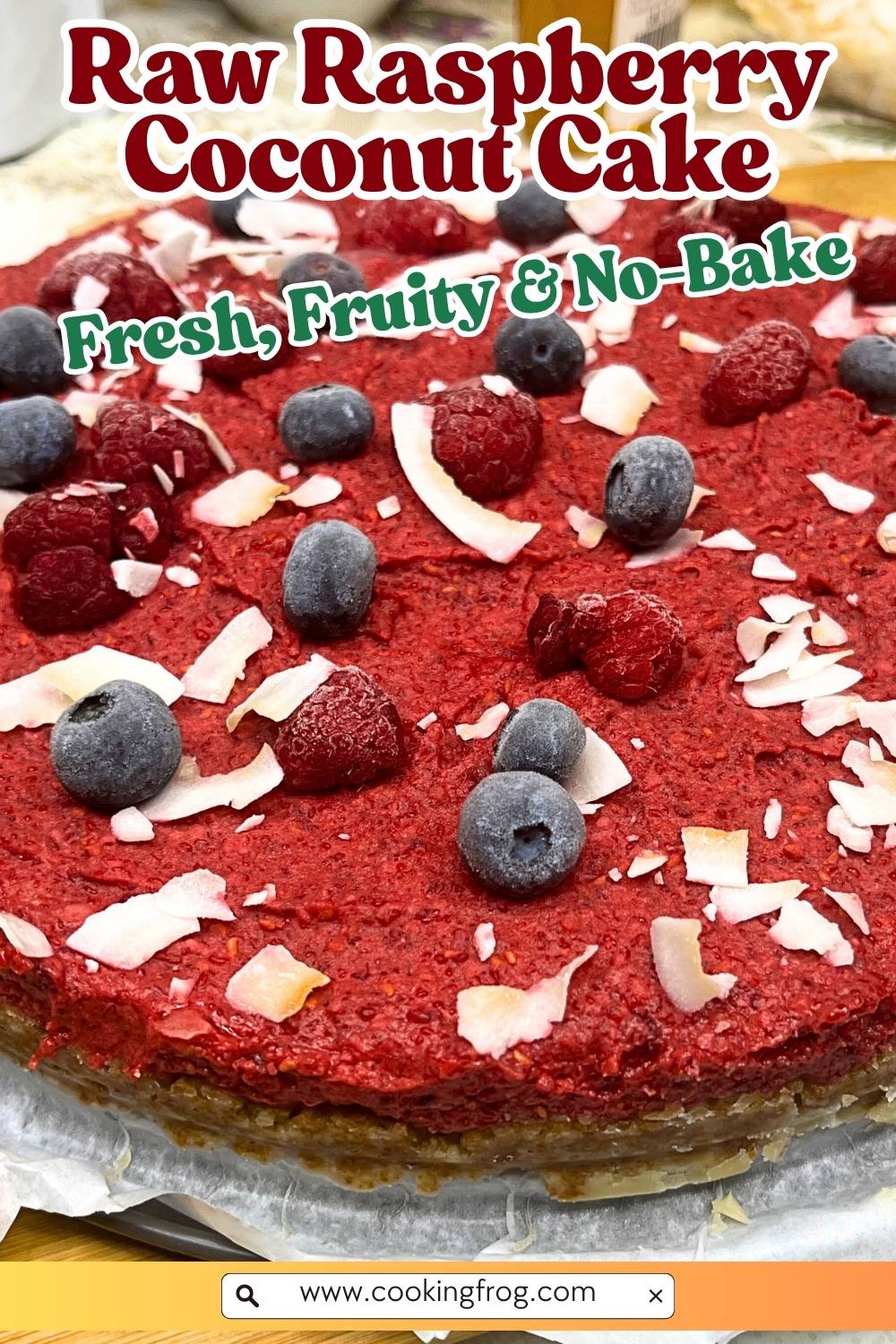 Raw Raspberry Coconut Cake No Bake Vegan Gluten Free 2