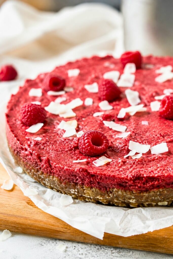 Raw Raspberry Coconut Cake (No-Bake, Vegan & Gluten-Free)