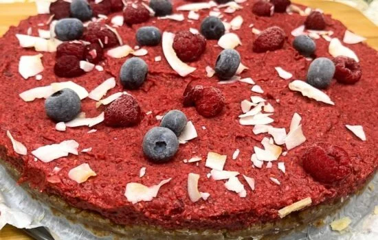 Raw Raspberry Coconut Cake (No-Bake, Vegan & Gluten-Free)