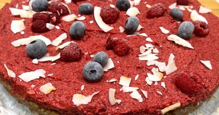 Raw Raspberry Coconut Cake (No-Bake, Vegan & Gluten-Free)