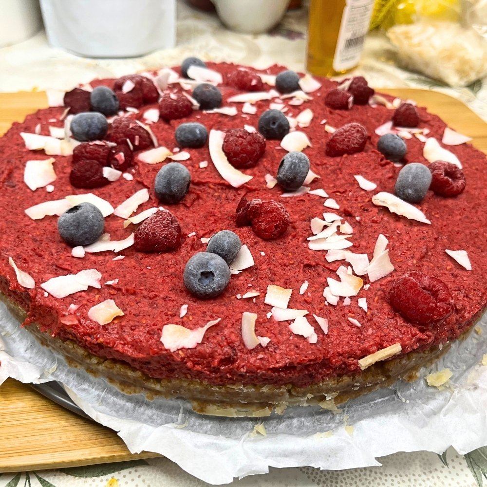 Raw Raspberry Coconut Cake (No-Bake, Vegan & Gluten-Free)