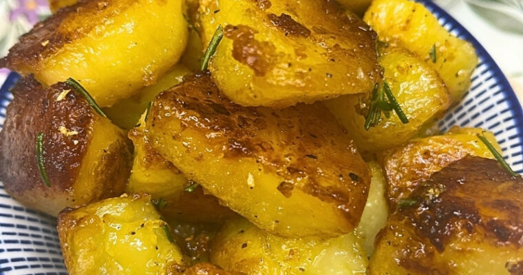 Ultra Crispy Roast Potatoes with Garlic-Rosemary Oil, Lemon & Honey