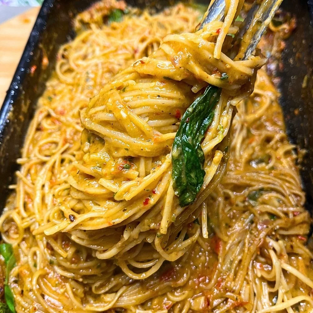 Creamy Roasted Veggie Spaghetti