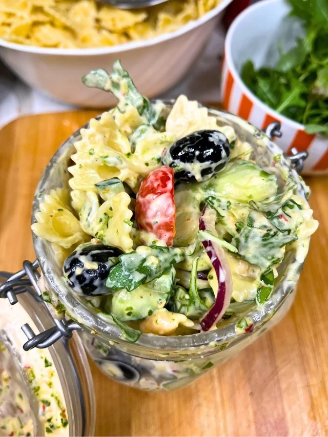 Cucumber Pasta Salad Jar