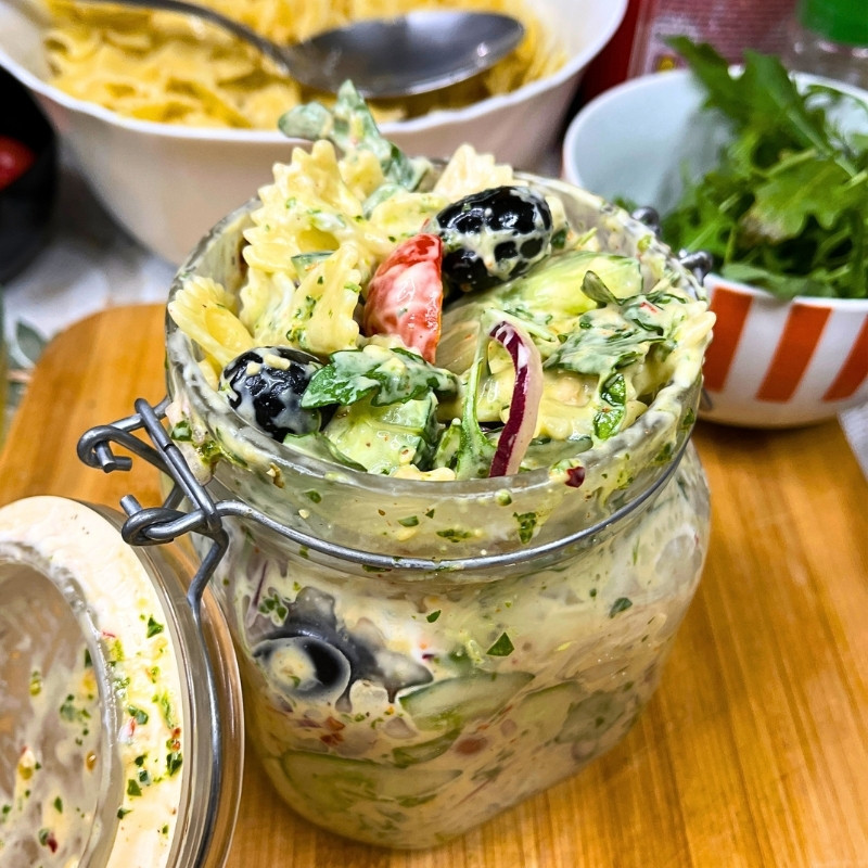 Cucumber Pasta Salad Jar