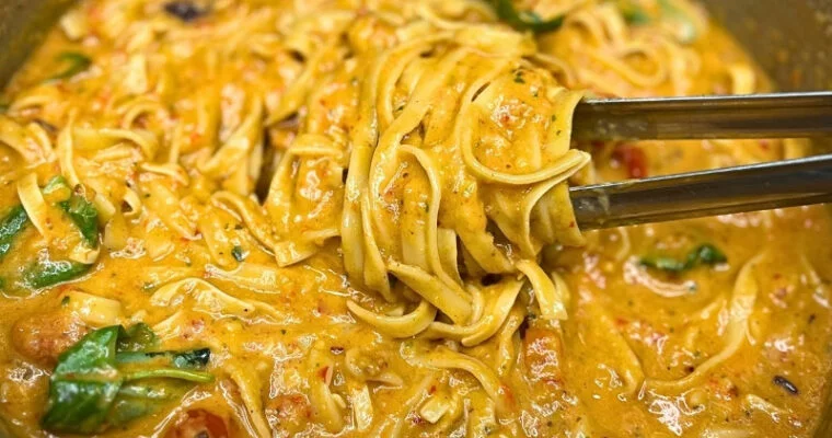 Creamy Air Fryer Roasted Veggie Pasta