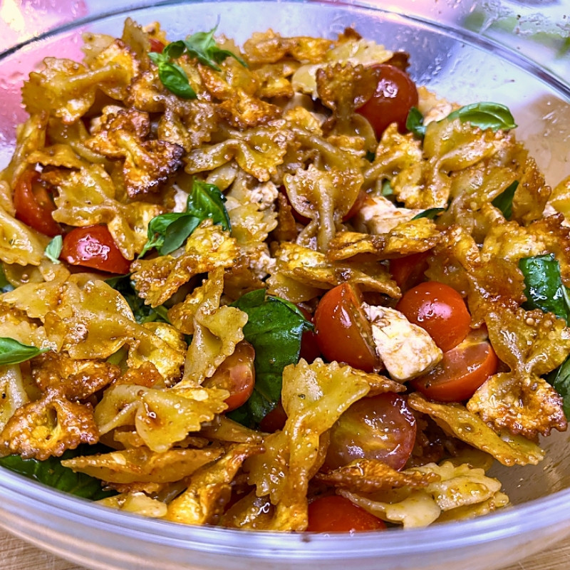 Crispy Air Fryer Pasta Caprese Salad