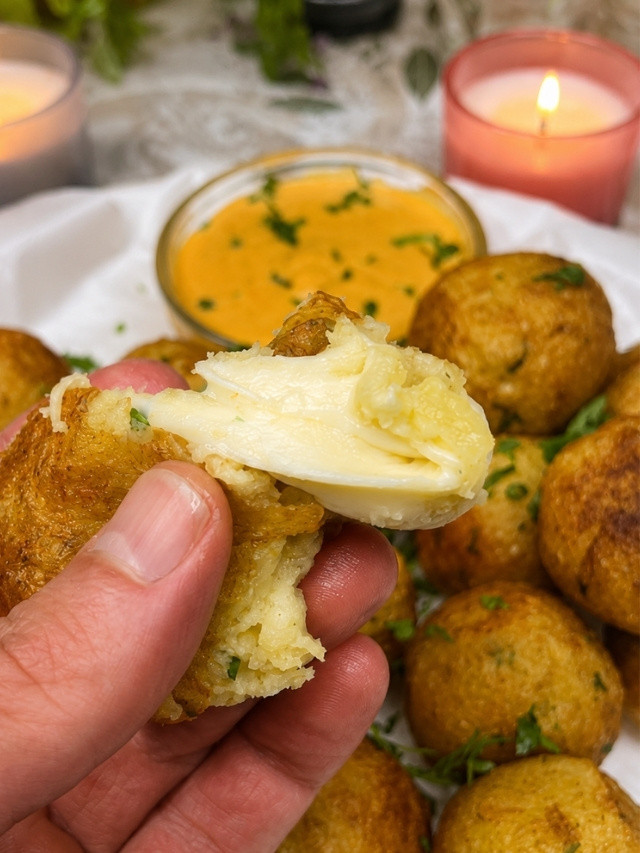 Crispy Potato Cheese Balls - potato ball filled with mozzarella