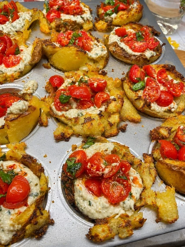 Crispy Bruschetta Potato Cups