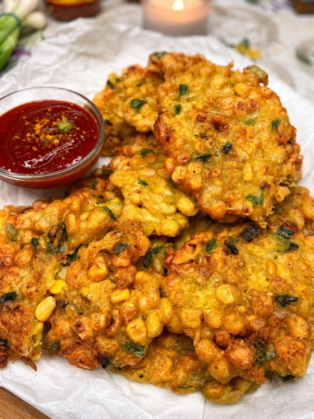 Crispy Corn Fritters on a plate