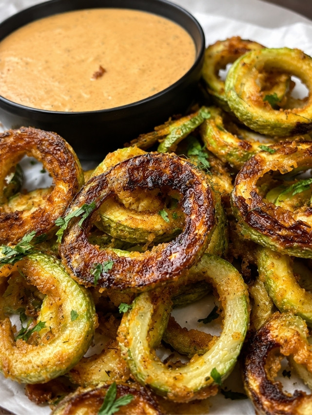 Crispy Zucchini Rings with Creamy Zucchini Dip