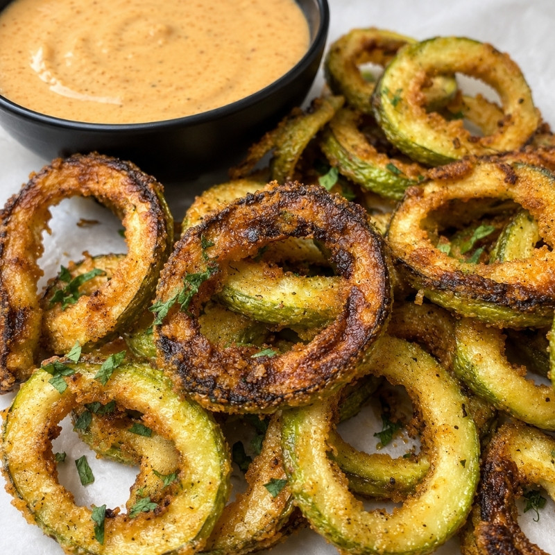 Crispy Zucchini Rings with Creamy Zucchini Dip