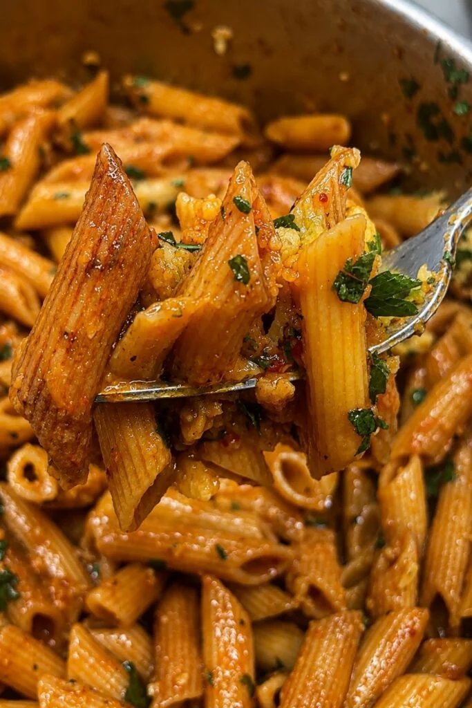 Golden Toasted Penne in Garlic Parmesan Sauce