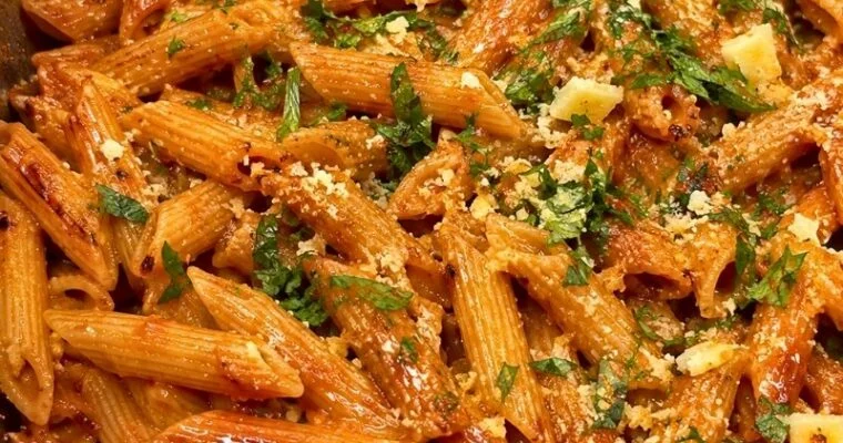 One-Pot Toasted Penne in Tomato Garlic Sauce